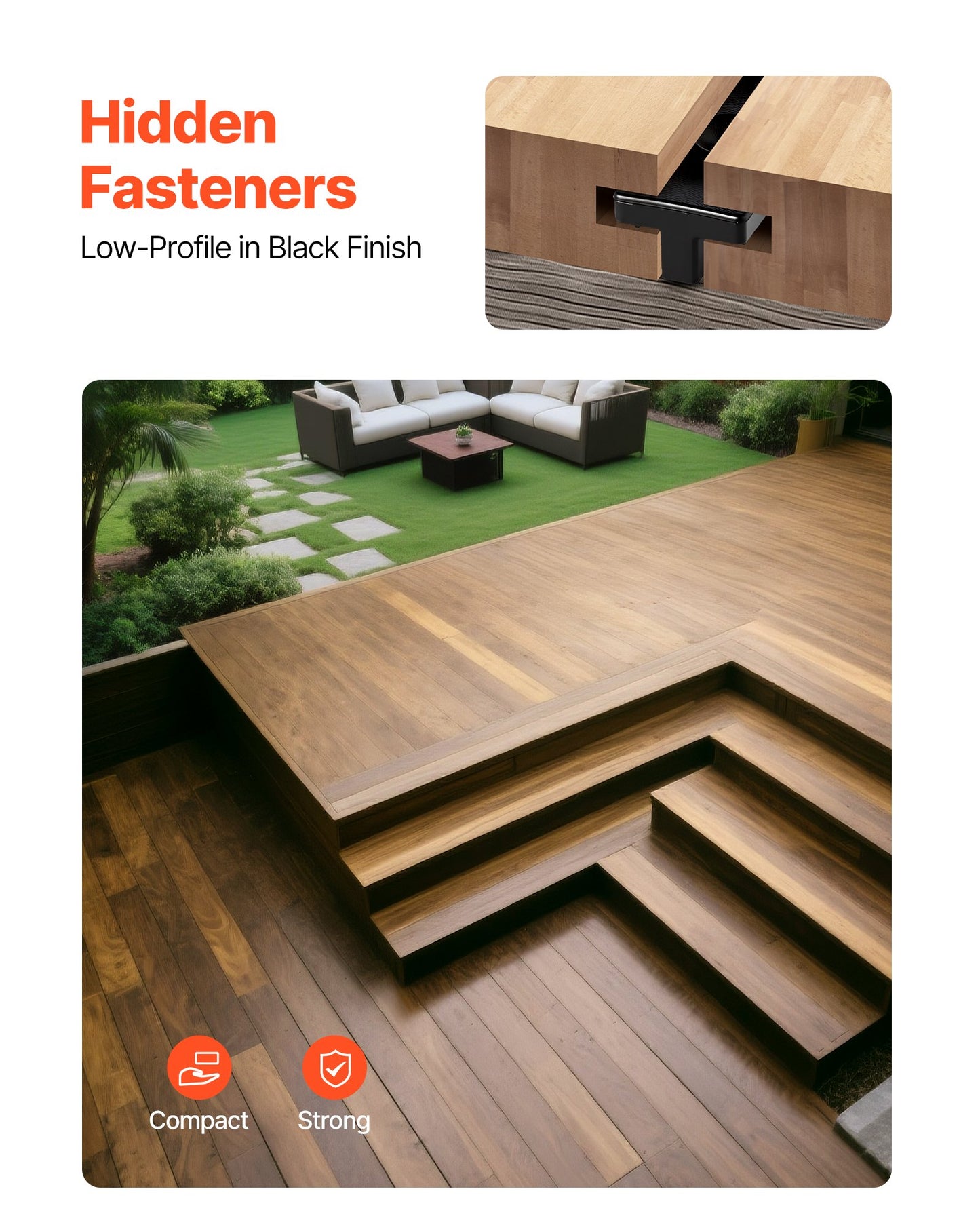 500PCS Hidden Deck Fasteners For Composite Decking Universal Clips Black