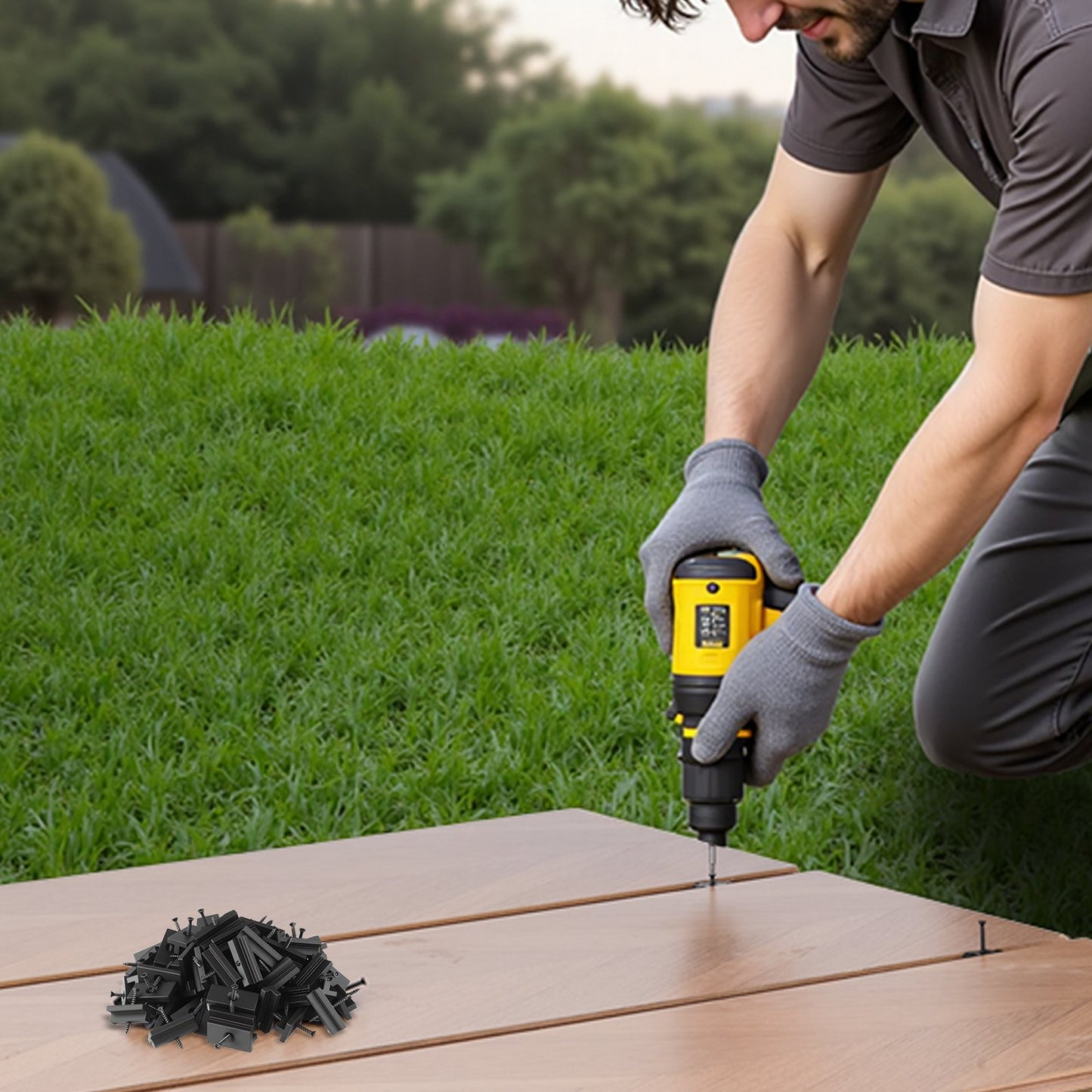 500PCS Hidden Deck Fasteners For Composite Decking Universal Clips Black